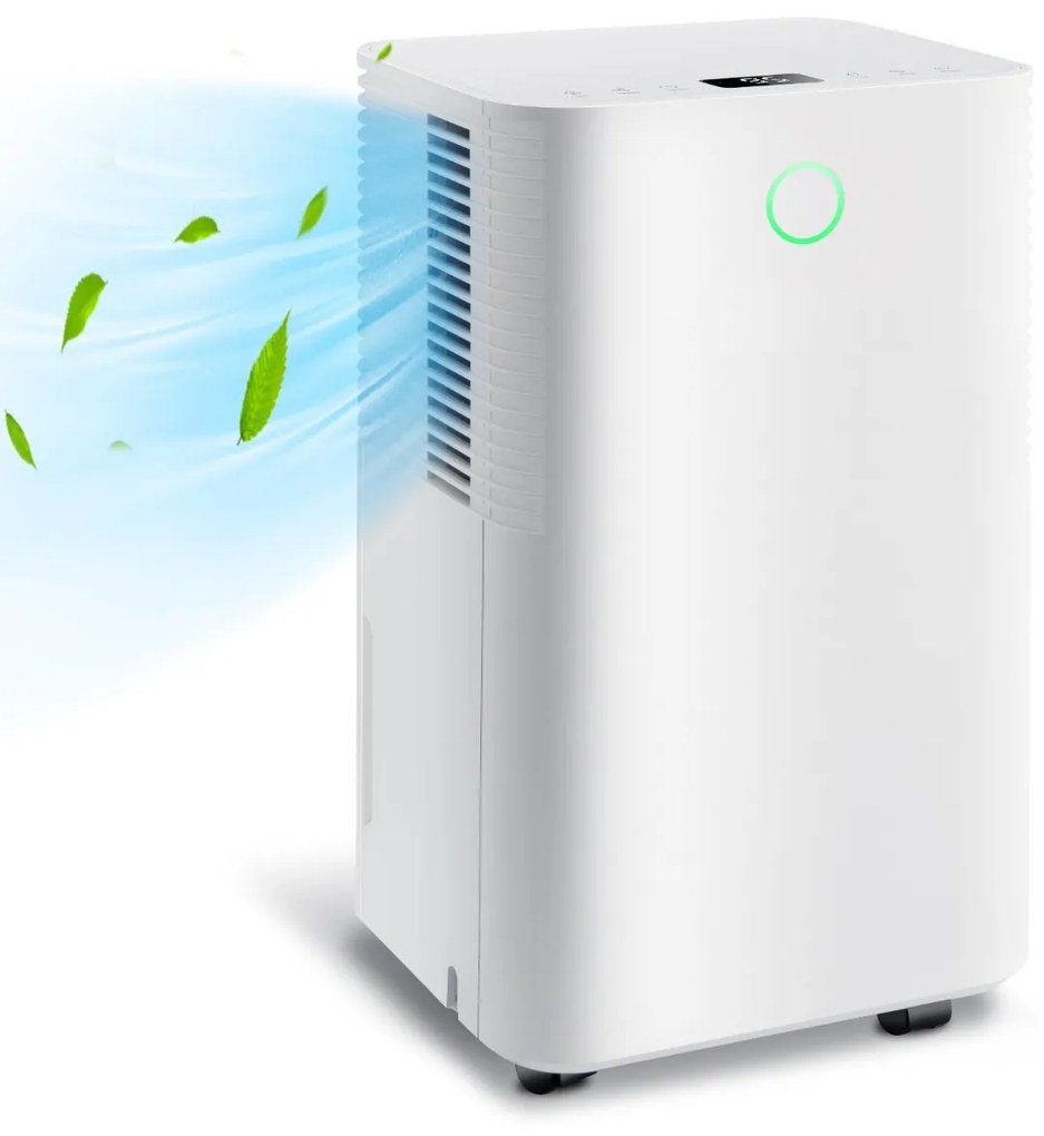 Costway Deumidificatore con 3 modalità e 2 velocità, Deumidificatore con timer 24 ore e serbatoio dell’acqua 2L Bianco