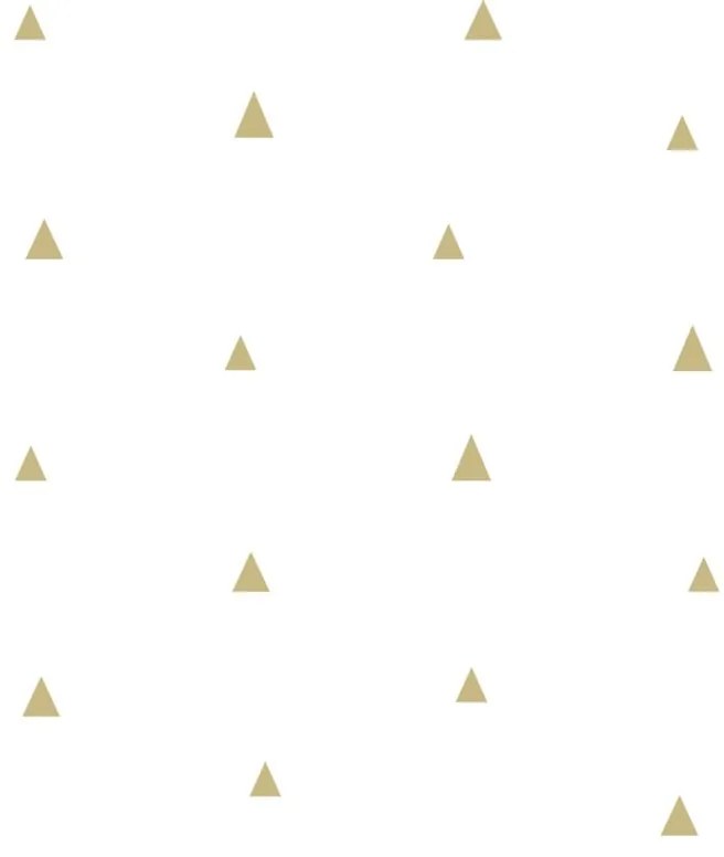 Carta da parati Triangoli Precious oro e bianco, 53 cm x 10.05 m