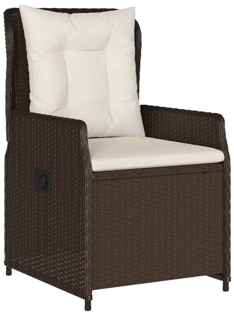 Set da pranzo da giardino 5pz con cuscini in polyrattan marrone