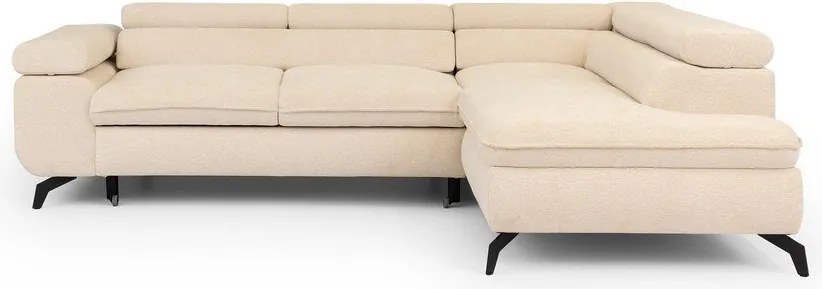 Divano angolare color crema (con penisola a destra/a L) con rivestimento in ciniglia Marbeya – Ropez