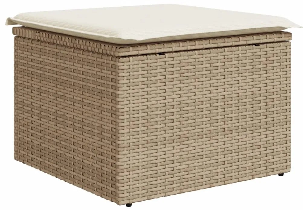 Set divani da giardino 11 pz con cuscini beige in polyrattan