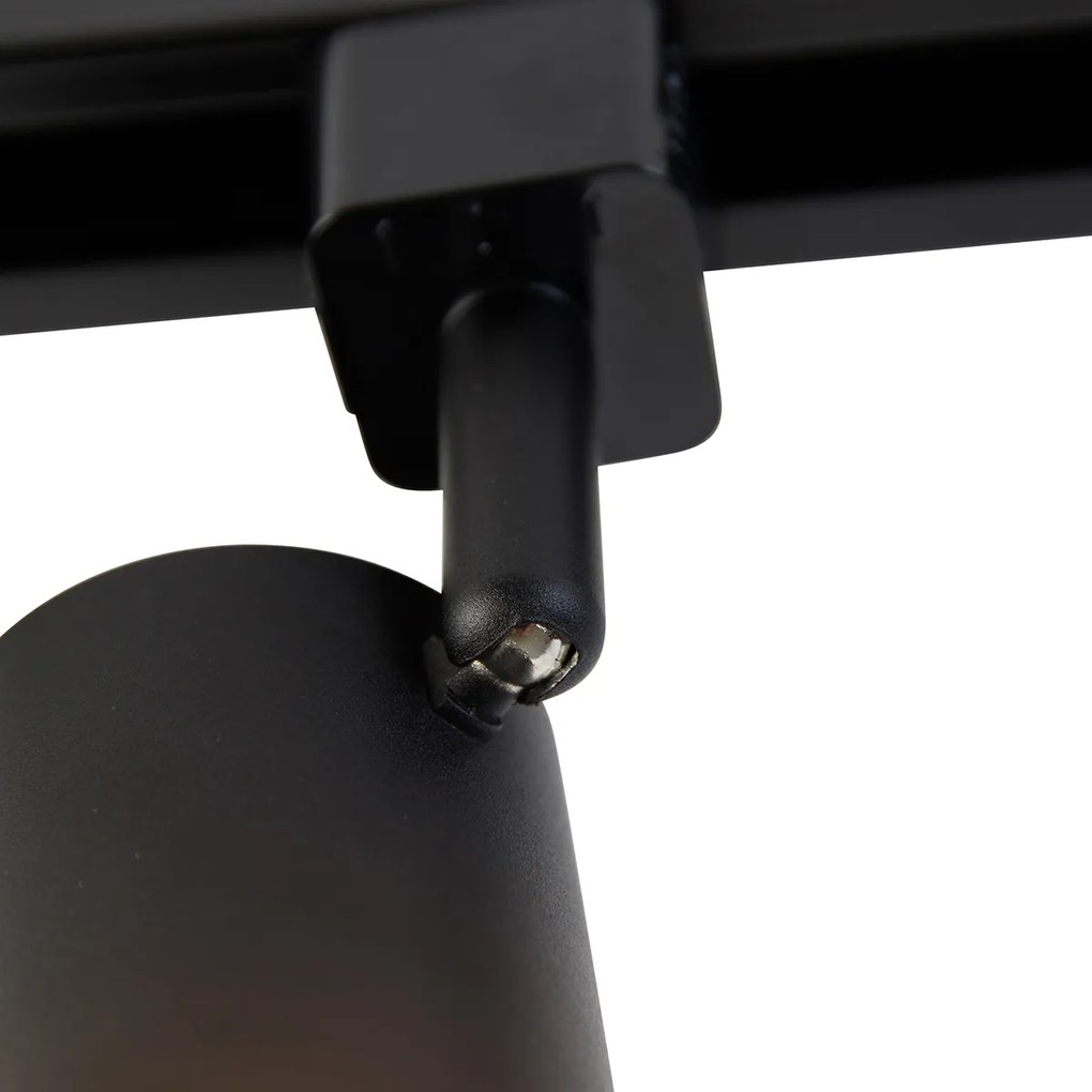 Sistema di illuminazione a binario monofase moderno con 4 faretti neri - Iconic Jeana