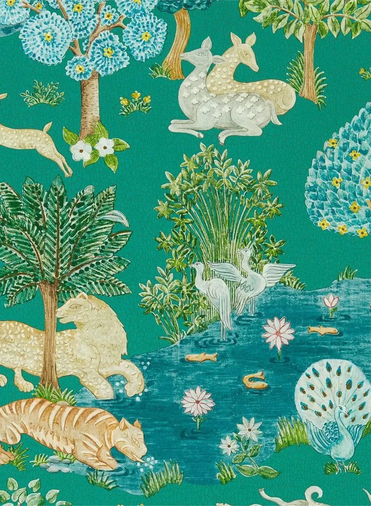 Sanderson Carta da parati Pamir Garden - Teal/ Peacock
