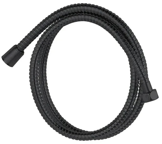 Set doccia York nero opaco con miscelatore, braccio 30 cm, soffione 25cm e kit con doccino, flessibile e presa acqua