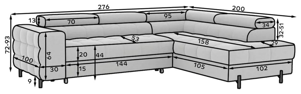 Divano angolare grigio scuro allungabile/con contenitore (con penisola a sinistra/a L) e rivestimento in velluto Ferucce – ELTAP