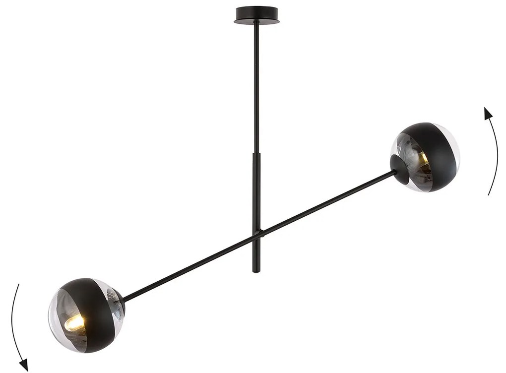 Lampadario Contemporaneo Yama Acciaio Nero 2 Luci E14 Ip20