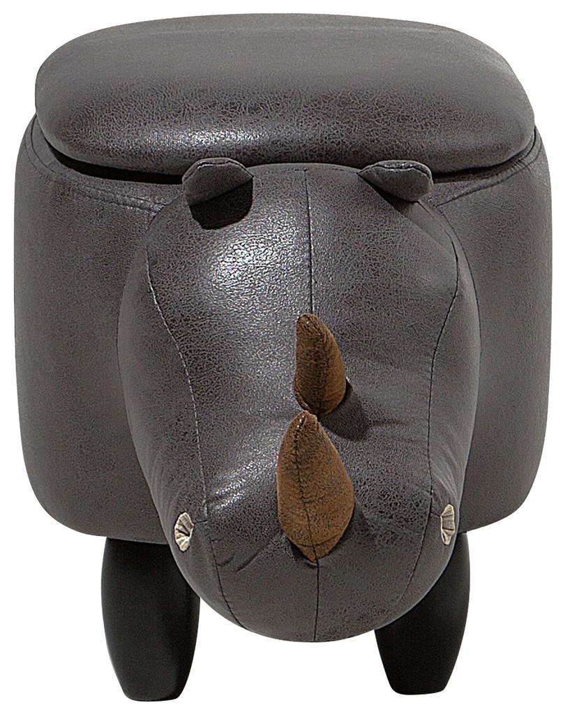 Pouf in tessuto similpelle grigio scuro RHINO Beliani