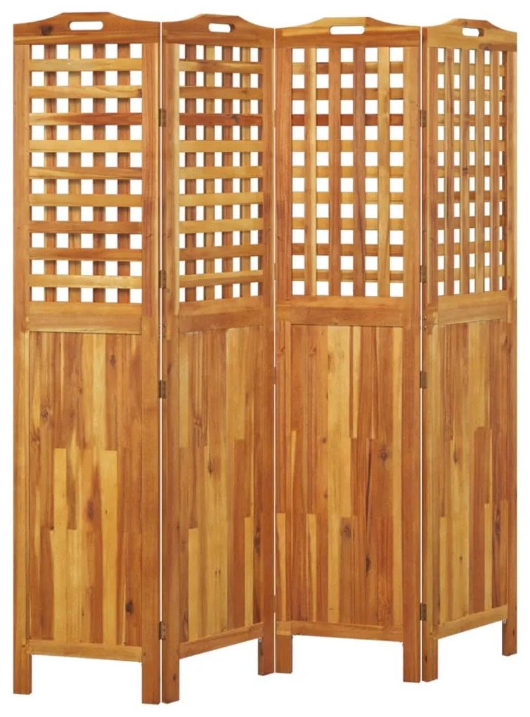 Divisorio a 4 pannelli 162x2x180 cm legno massello di acacia