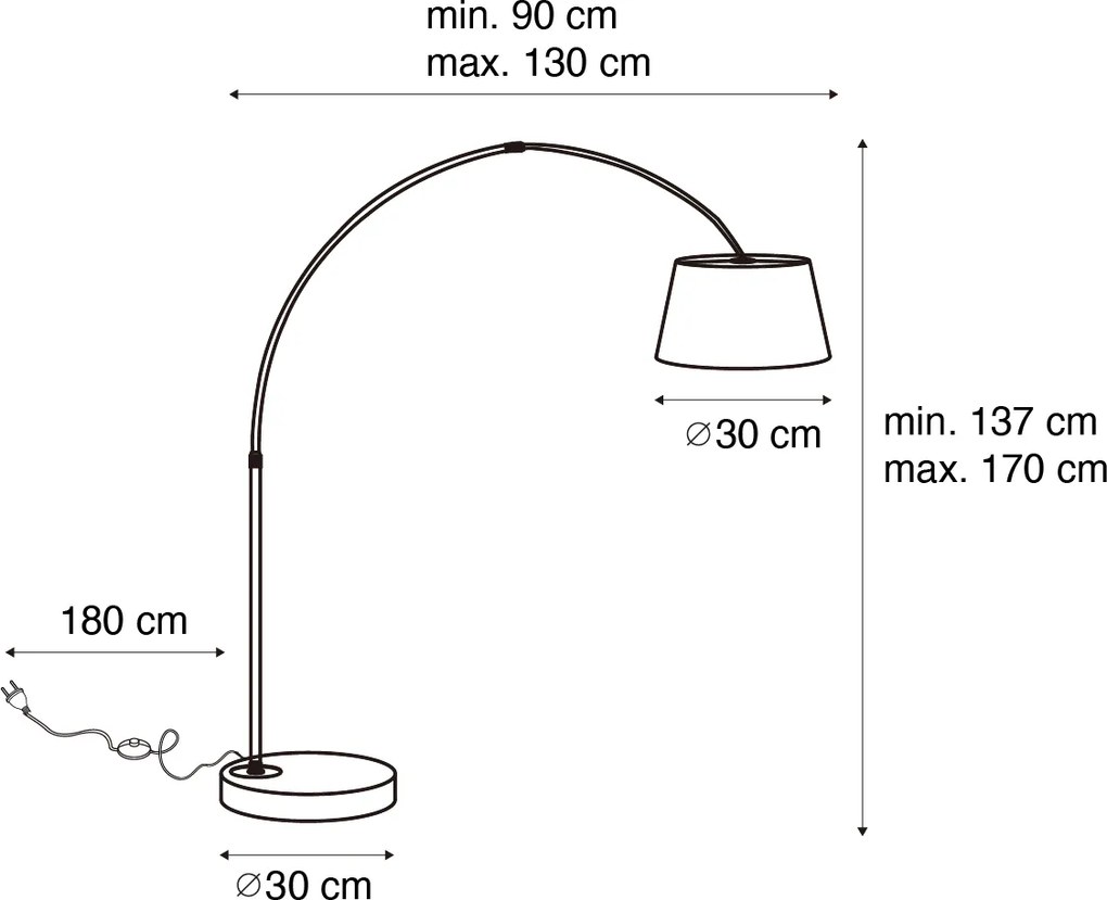 Lampada ad arco intelligente nera con oro incl. Wifi A60 - Arc Basic