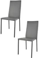 Set 2 sedie impilabili Julia Tommychairs, struttura in acciaio imbottita e rivestita in finta pelle colore grigio scuro