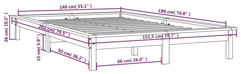 Giroletto Grigio 140x190 cm in Legno Massello di Pino