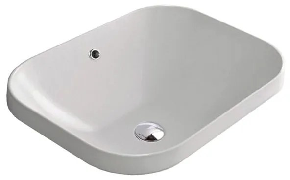 Lavabo d'appoggio rettangolare Eklettica H 18 cm in ceramica bianco