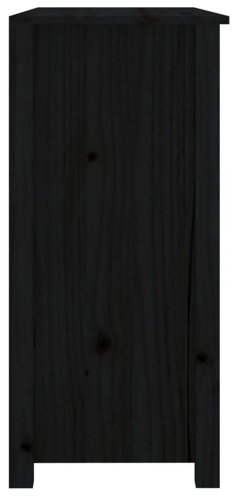 Credenza nera 100x35x74 cm in legno massello di pino