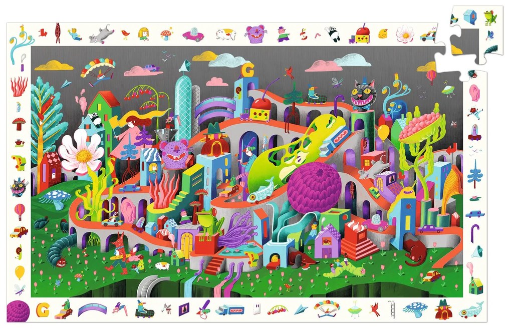 Puzzle di osservazione con poster - Città del futuro - 200 pezzi