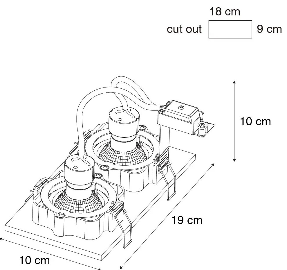 Set di 6 faretti da incasso rettangolari bronzo scuro a 2 luci regolabili - Qure