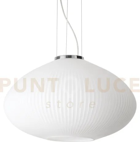 Plisse' lampadario a sospensione in vetro soffiato con decoro in ri...