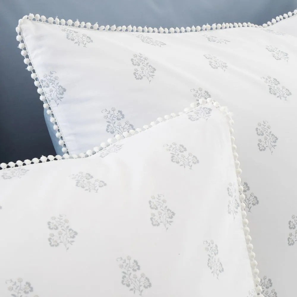 Set copripiumino e federa bianco e blu in cotone per letto matrimoniale 200x200 cm Esme Floral – Bianca