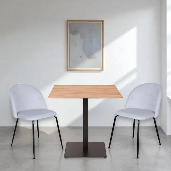 Sedia da pranzo in velluto Grigio Perla con gambe in metallo Nero - PARIS 2 sedie