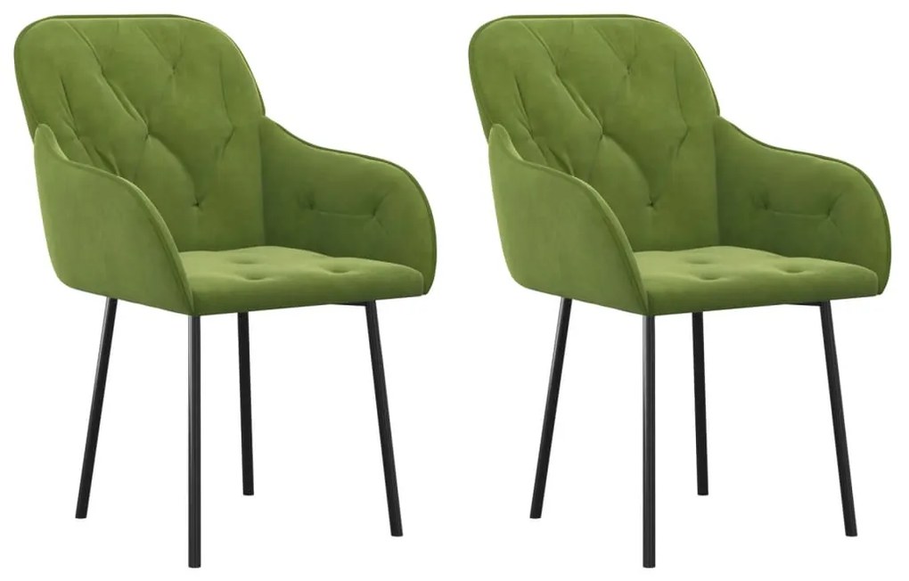 Sedie da pranzo 2 pz verde chiaro in velluto