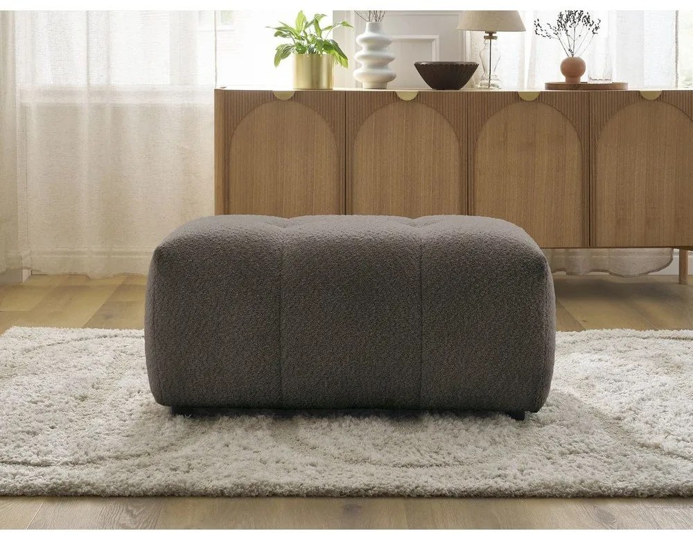 Poggiapiedi marrone con rivestimento in bouclé Roxelane – Bobochic Paris