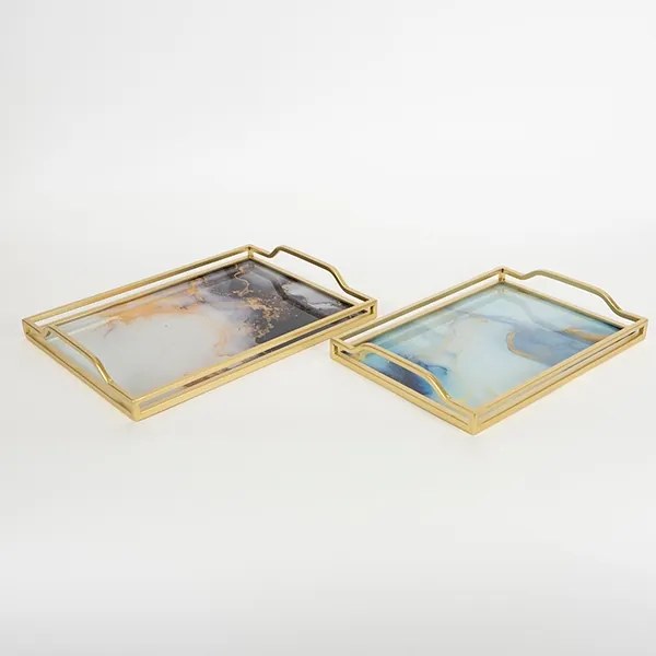 SET 2x Vassoio decorativo 40x30/35x25 cm oro