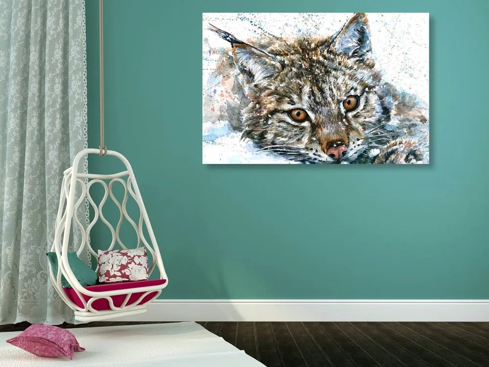 Stampa su tela – Lince in versione acquerello
