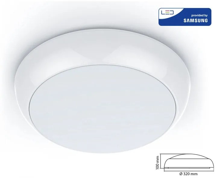 Plafoniera A Led Da Soffitto o Parete Freddo 6400K 17W IP65 Anche Esterno Diametro 320mm SKU-802