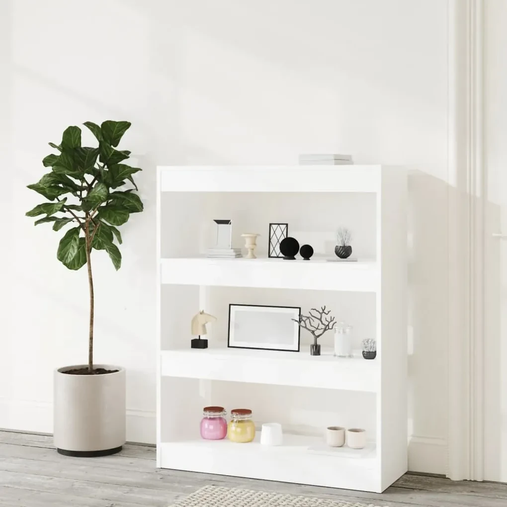 Libreria/divisorio bianco 80x30x103 cm in legno multistrato
