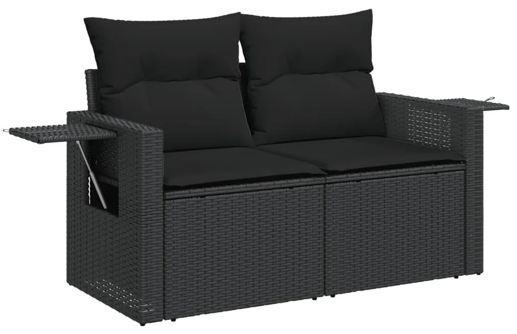 Set Divani da Giardino 14pz con Cuscini in Polyrattan Nero