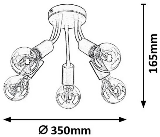 Rabalux 6809 - Lampadario a plafone ALMUS 5xE27/60W/230V