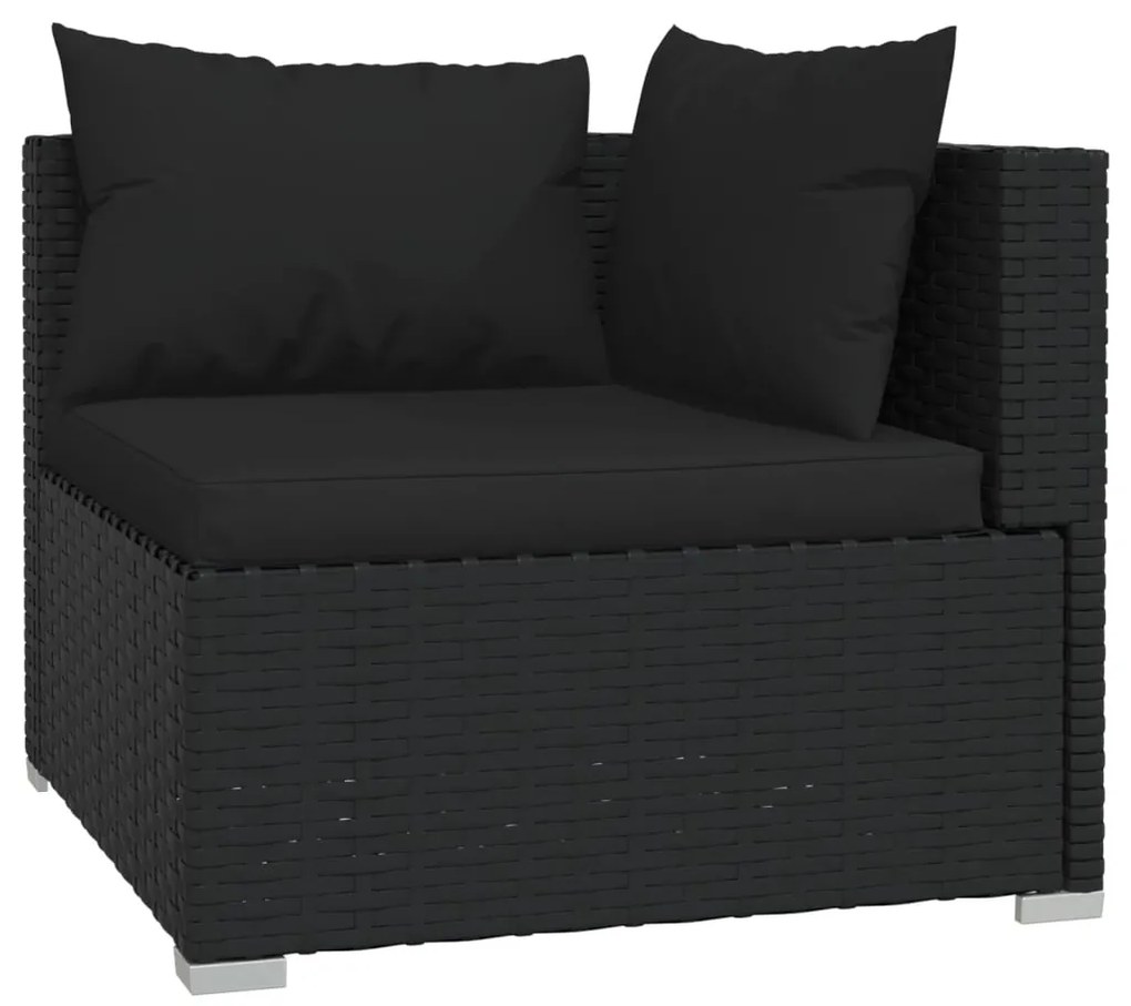 Set Divani da Giardino 4 pz con Cuscini in Polyrattan Nero