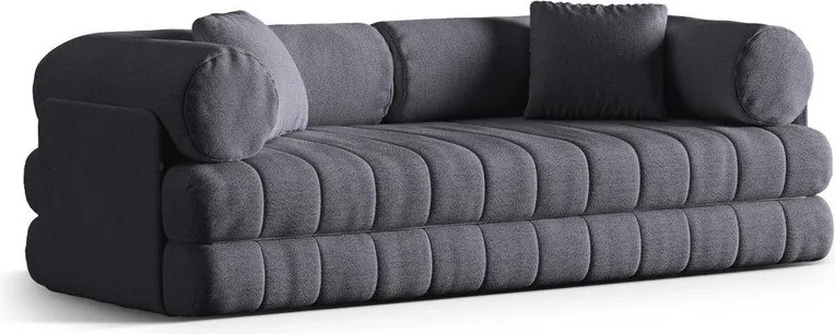 Divano grigio scuro allungabile con rivestimento in bouclé 206 cm Kemi – Cosmopolitan Design