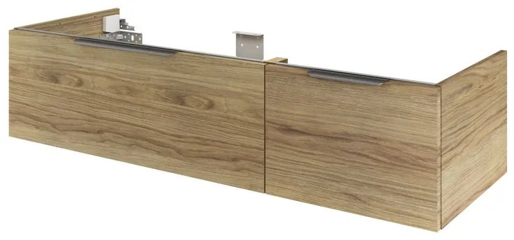 Mobile da bagno sospeso sotto lavabo L 135 x H 32 x P 48 cm bianco, 2 cassetti 1 anta con cassetto Neo, Maniglie acquistabili separatamente