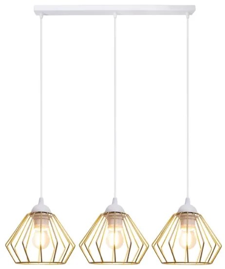 Lampadario a sospensione con filo CEED GOLD 3xE27/60W/230V bianco/oro