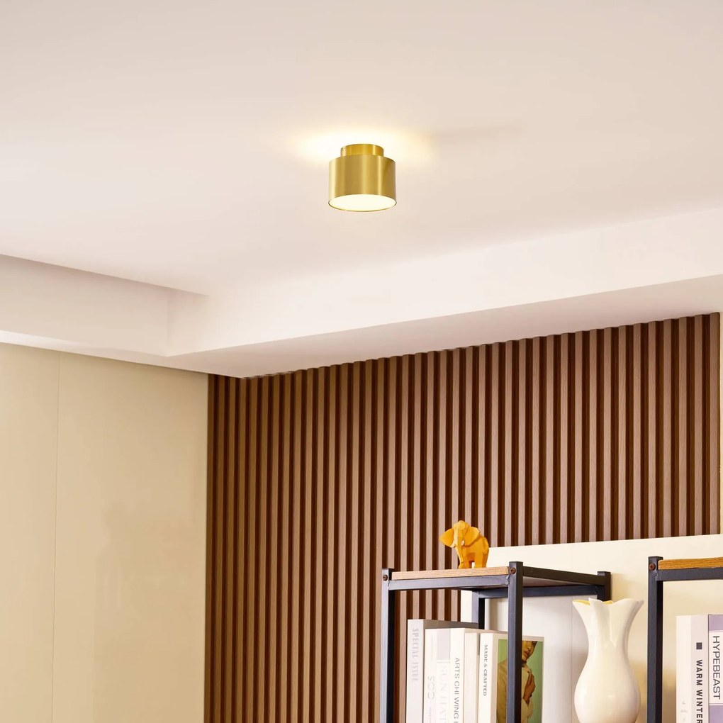 Faretto LED Lindby Nivoria, 11 x 9 cm, color oro, metallo