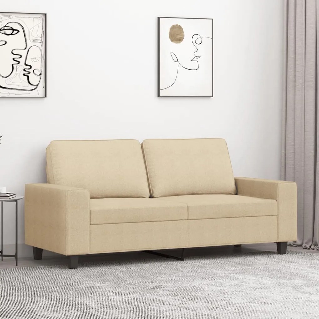 Divano A 2 Posti Crema 140 Cm İn Tessuto /