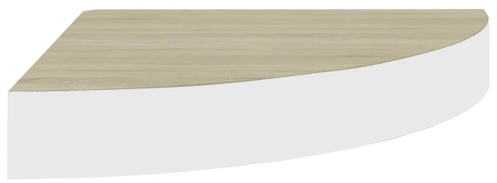 Mensole angolari 4pz rovere e bianco 35x35x3,8 cm in mdf