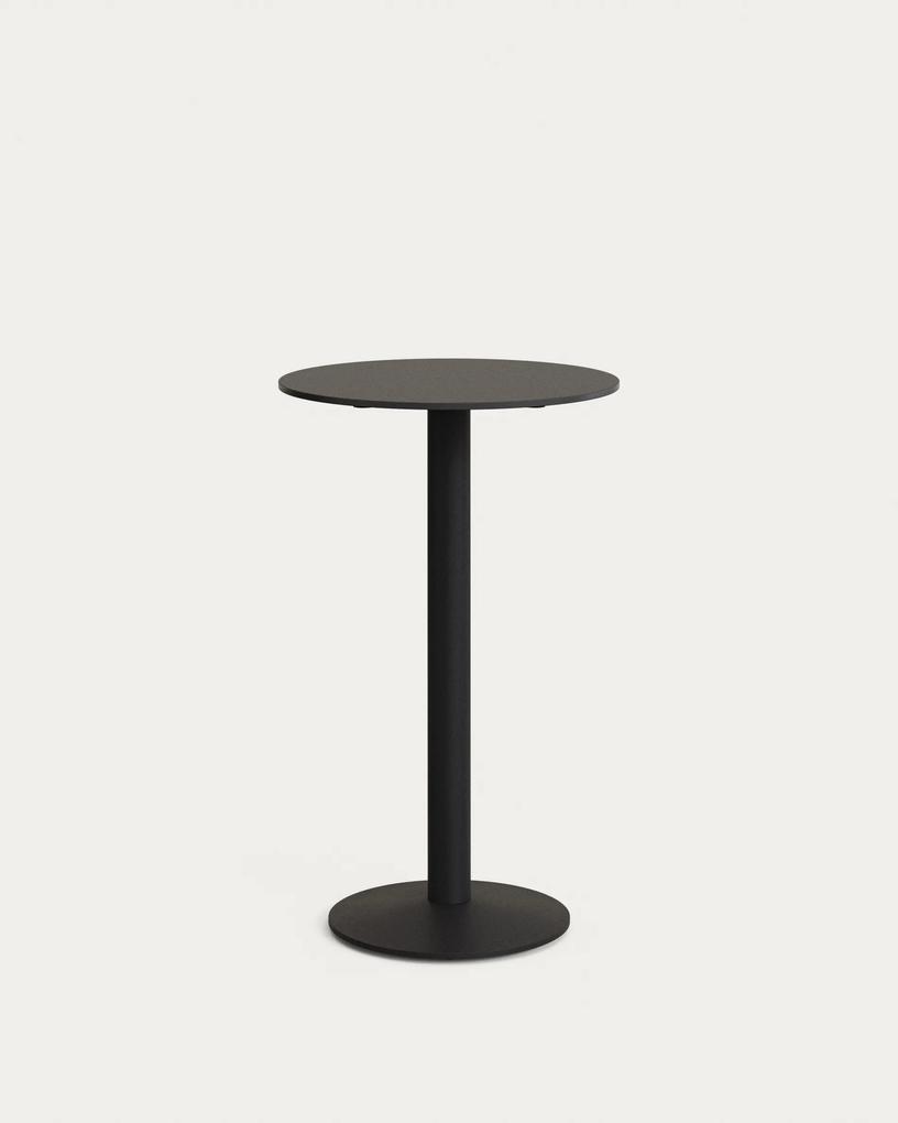 Kave Home - Tavolo alto rotondo Esilda nero con gamba di metallo rifinita in nero Ø 60 x 96 cm