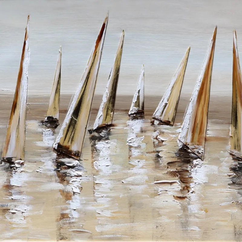 Dipinto su tela Velieri, oro 150 x 65 cm