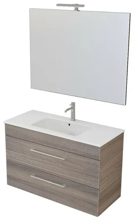 Mobile bagno sospeso 100 cm Smart olmo con lavabo e specchio
