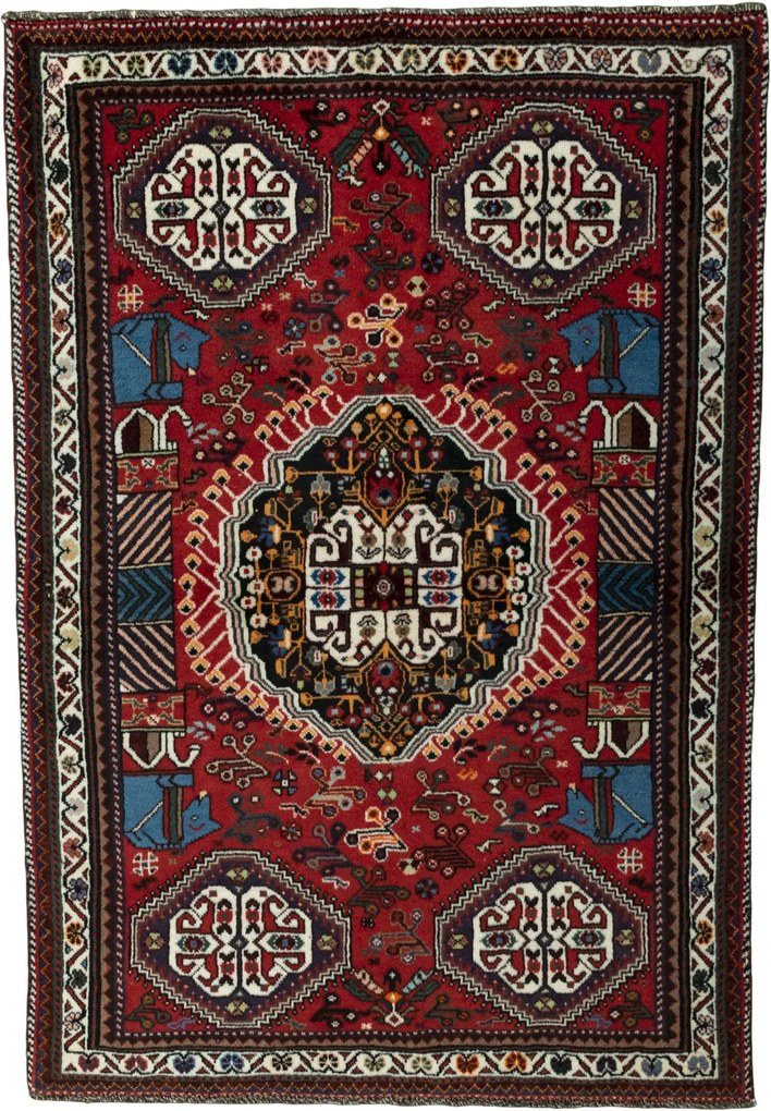 Shiraz Tappeto persiano 160 x 110 Rosso (Iran) Annodato A Mano
