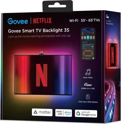 Govee - Backlight 3S Netflix TV 55-65" SMART LED retroilluminazione RGBICW Wi-Fi + +TC