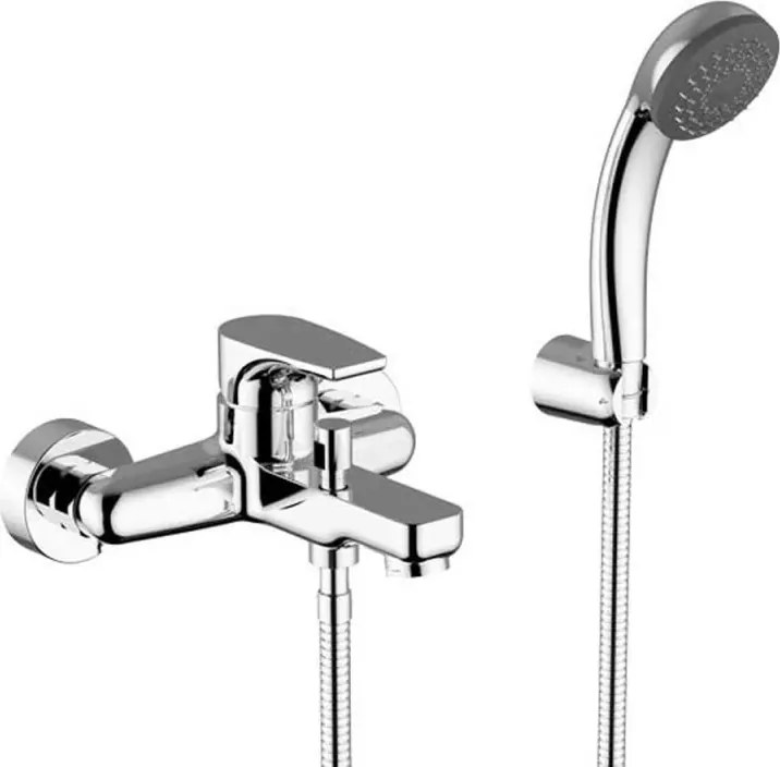 Miscelatore vasca esterno in ottone cromo lucido completo di set doccia Zyra