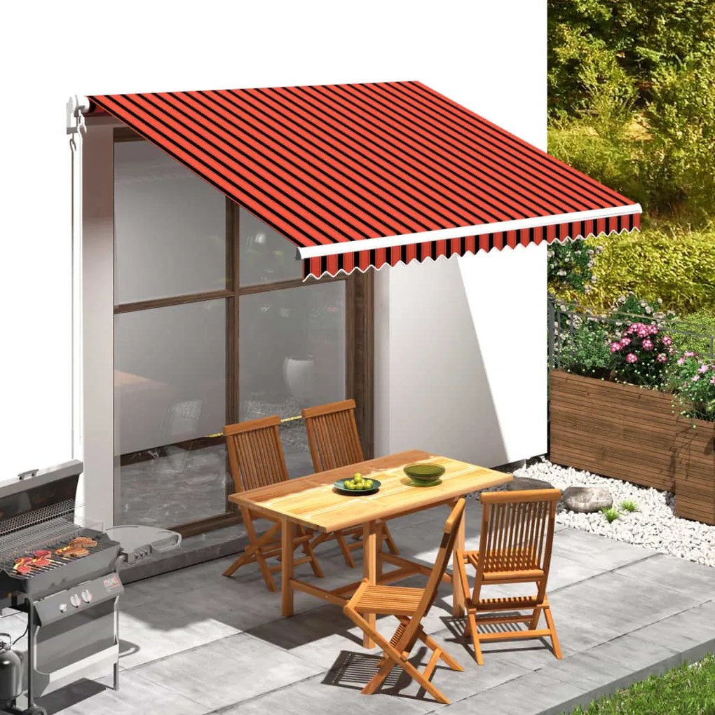 Tenda Da Sole İn Tela Arancione E Marrone 350x250 Cm /