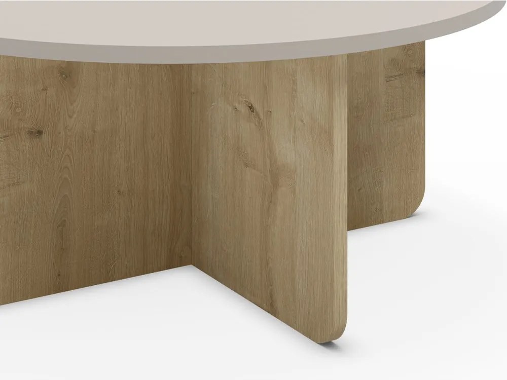 Tavolino da salotto rotondo color crema/di colore naturale con effetto rovere ø 80 cm Hillary – Marckeric