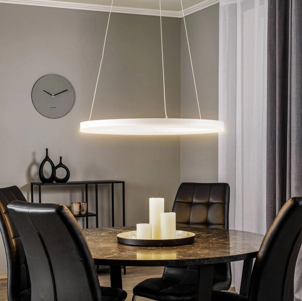 Lampada LED a sospensione Arcchio Albiona, bianco, 1 anello, Ø 60 cm Albiona Arcchio, dimmerabile, Bianco / Opale, Cucina, Metallo, Moderno