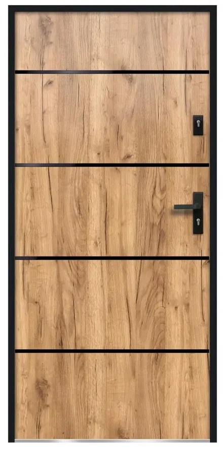 Porta d'ingresso Apertura verso sinistra H207 x L100 cm in Acciaio massiccio e Inox Effetto rovere - NAXARA