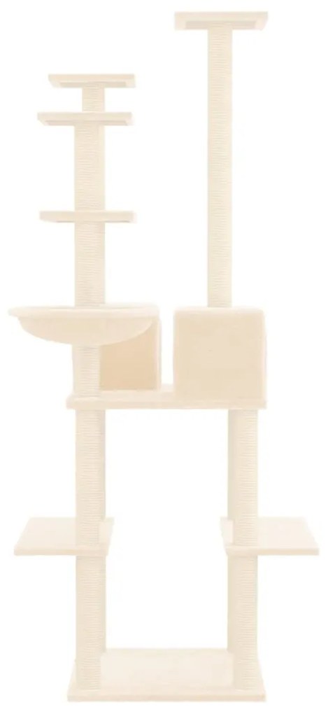 Albero per gatti con tiragraffi in sisal crema 167 cm