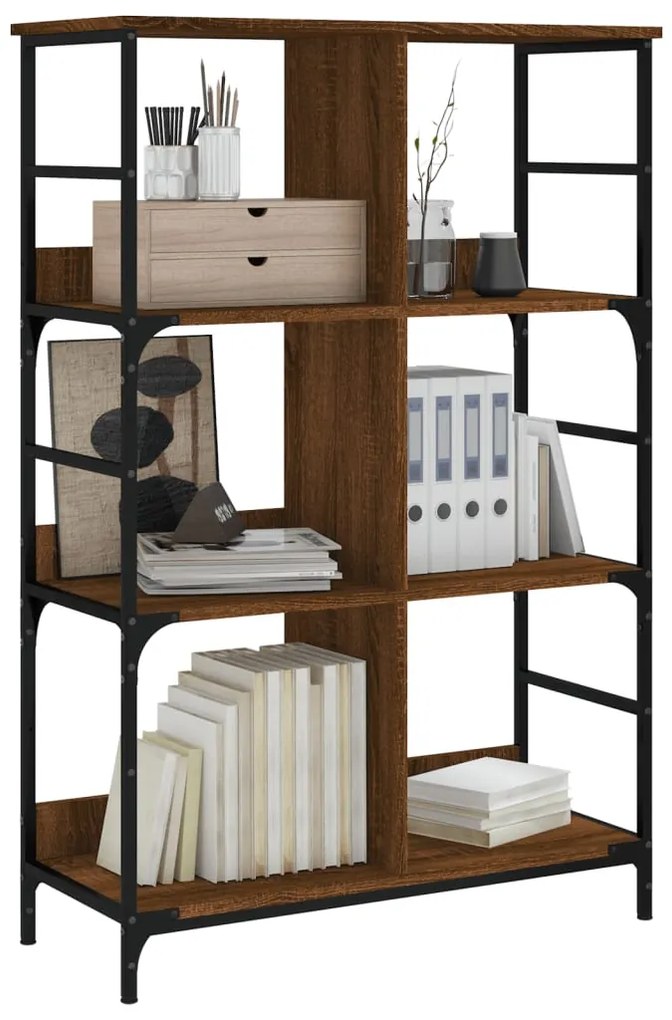 Libreria rovere marrone 78,5x33x117,5 cm in legno multistrato