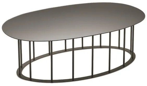 Tavolino D90 cm con base in metallo Nero e piano in vetro Fumč MUTE